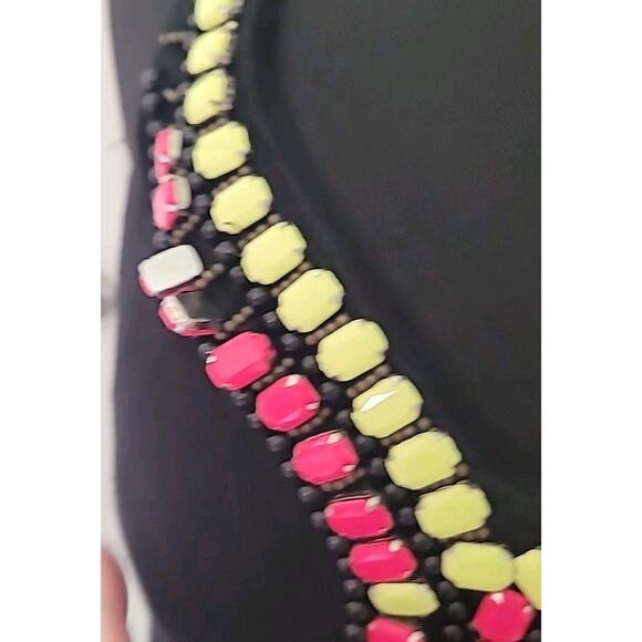 Nicole Miller Black Maxi Halter Dress XL – Colorful Beaded Collar Statement - Picture 7 of 8